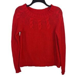 Aerie Red Chunky Knit Sweater Size XS